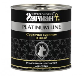 Platinum Line, Сердечки Куриные, в желе, для собак / Четвероногий гурман (Россия)