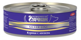 Silver Line, Курица с Лососем в желе, консервы для собак / Четвероногий гурман (Россия)