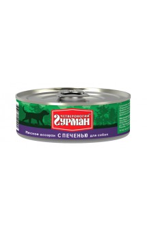 "Мясное ассорти" с Печенью, консервы для собак / Четвероногий гурман (Россия)