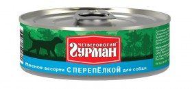 "Мясное ассорти" с Перепелкой консервы для собак / Четвероногий гурман (Россия)