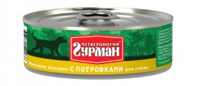 "Мясное ассорти" с Потрошками, консервы для собак / Четвероногий гурман (Россия)