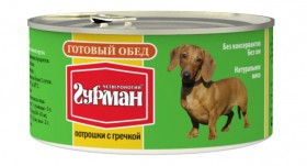 "Готовый обед" Потрошки с Гречкой, консервы для собак / Четвероногий гурман (Россия)