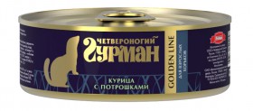 Курица с Потрошками, консервы для взрослых хорьков / Четвероногий гурман (Россия)