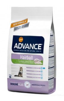 Hairball Корм для вывода шерсти у кошек, Индейка и Рис / Advance (Испания)