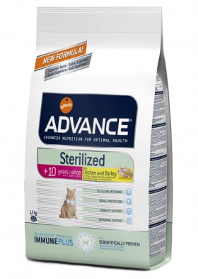 Sterilized +10 years Chicken and Barley Корм для пожилых стерилизованных кошек / Advance (Испания)