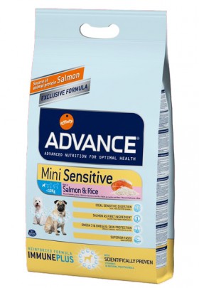 Sensitive Mini, корм для собак малых пород, с чувствительным пищеварением, с Лососем / Advance (Испания)