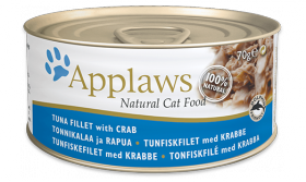 Cat Tuna Fillet with Crab, консервы для кошек, филе Тунца и Краб, в бульоне / Applaws (Великобритания)
