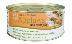 Cat Chicken Breast with Mackerel in Jelly, консервы для кошек, Куриная грудка со Скумбрией, в желе / Applaws (Великобритания)