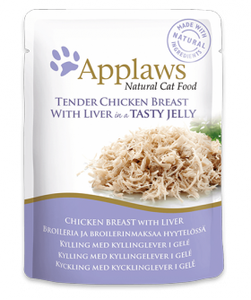 Chicken Breast with Liver in jelly, паучи для кошек Куриная грудка с печенью, в желе / Applaws (Великобритания)