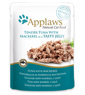 Tender Tuna with Mackerel in jelly, паучи для кошек кусочки Тунца со Скумбрией, в желе / Applaws (Великобритания)