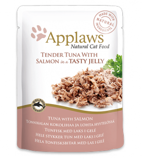 Tender Tuna with Salmon in jelly, паучи для кошек кусочки Тунца с Лососем в желе / Applaws (Великобритания)