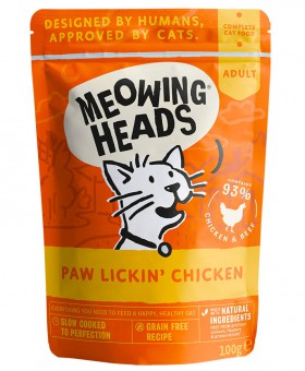 MEOWING HEADS Paw Lickin Chicken  "Куриное наслаждение", Паучи для кошек с Курицей / Real Pet Food (Великобритания)