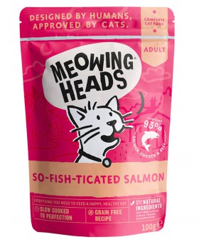 MEOWING HEADS So-Fish-Ticated Salmon "Фиш-гурман", Паучи для кошек с Лососем,Курицей и Говядиной / Real Pet Food (Великобритания)