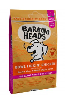 BARKING HEADS Bowl Lickin Chicken for Large Adult dog, корм для собак крупных пород с Курицей  / Real Pet Food (Великобритания)