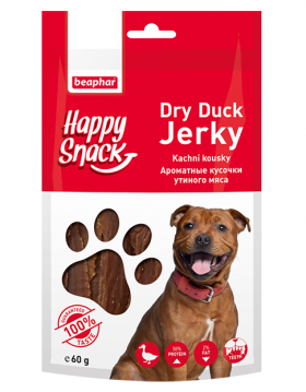 Happy Snack Dry Duck Jerky, ароматные кусочки Утиного мяса, для собак / Beaphar (Нидерланды)
