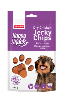 Happy Snack Dry Chicken Jerky Chips, мягкие куриные чипсы / Beaphar (Нидерланды)