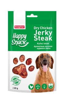 Happy Snack Dry Chicken Jerky Steak, ароматные кусочки куриного мяса, для собак / Beaphar (Нидерланды)
