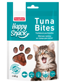 Happy Snack Tuna Bites, мягкие чипсы из Тунца для котят / Beaphar (Нидерланды)