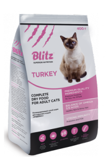 Blitz For Adult Cats Turkey, корм для кошек "Индейка" / Blitz