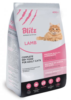 Blitz For Adult Cats Lamb, Корм для кошек "Ягненок" / Blitz