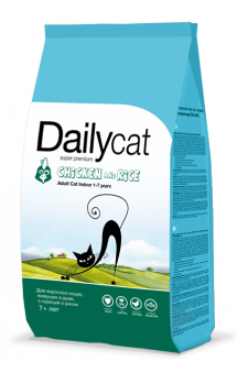 DailyCat Adult Indoor Chicken and Rice, корм для  домашних кошек с Курицей / DailyPet (Италия)