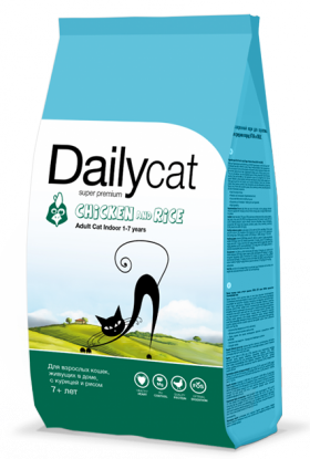 DailyCat Adult Indoor Chicken and Rice, корм для  домашних кошек с Курицей / DailyPet (Италия)