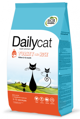 DailyCat KITTEN Turkey and Rice, корм для котят с Индейкой / DailyPet (Италия)