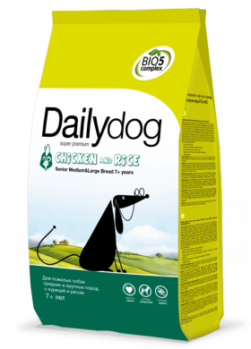 DailyDog Senior Medium, Large Breed Chicken and Rice, корм для пожилых собак средних и крупных пород с Курицей / DailyPet (Италия)