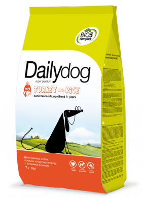 DailyDog Senior Medium,Large Breed Turkey and Rice,корм для пожилых собак средних и крупных пород с Индейкой / DailyPet (Италия)