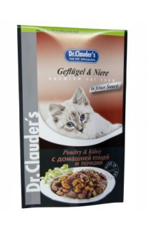Корм для кошек с домашней птицей и почками (мясные кусочки в соусе) / Dr. Clauder`s (Германия)