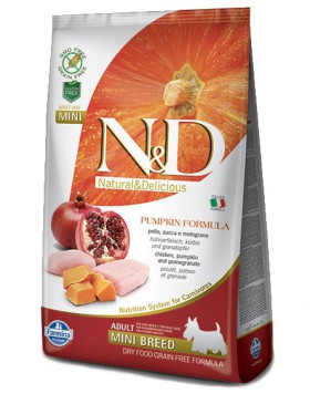 N&D Dog GF Pumpkin Chicken and Pomegranate Adult Mini, корм для собак мини пород с Курицей, Гранатом и Тыквой / Farmina (Италия)