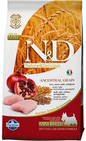 N&D Low Grain Chicken & Pomegranate Adult Mini, корм для собак мелких пород с Курицей и Гранатом / Farmina (Италия)
