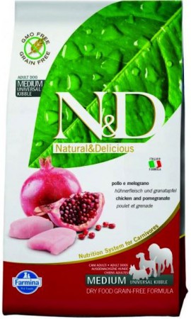 N&D Chicken & Pomegranate Adult,беззерновой корм для собак с Курицей и Гранатом / Farmina (Италия)