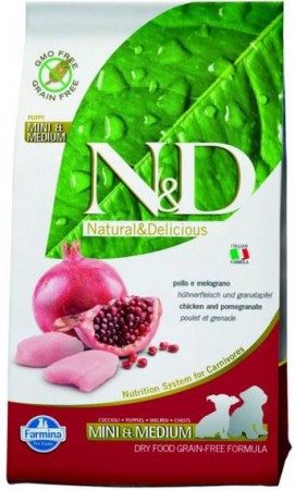 N&D Chicken & Pomegranate Mini & Medium Puppy,корм для щенков мелких и средних пород с Курицей и Гранатом / Farmina (Италия)