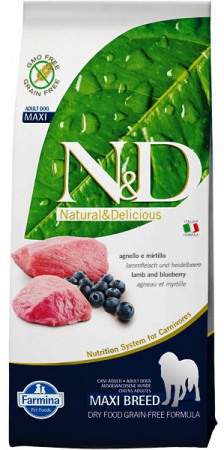 N&D Lamb & Blueberry Adult Maxi,корм для собак крупных пород с Ягненком и Черникой / Farmina (Италия)