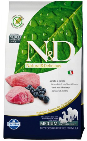 N&D Lamb & Blueberry Adult,корм для собак с Ягненком и Черникой / Farmina (Италия)