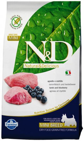 N&D Lamb & Blueberry Adult Mini,корм для собак с Ягненком и Черникой / Farmina (Италия)
