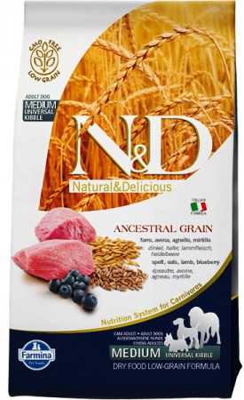 N&D Low Grain Lamb and Blueberry Adult Medium, корм для собак средних пород с Ягненком и Черникой / Farmina (Италия)