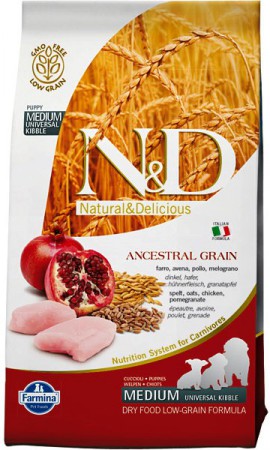N&D Low Grain Chicken & Pomegranate Puppy Medium,корм для щенков средних пород с Курицей и Гранатом / Farmina (Италия)
