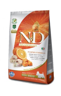 N&D Dog GF Pumpkin Codfish and Orange Adult Mini, корм для собак мини пород с Треской, Апельсином и Тыквой / Farmina (Италия)