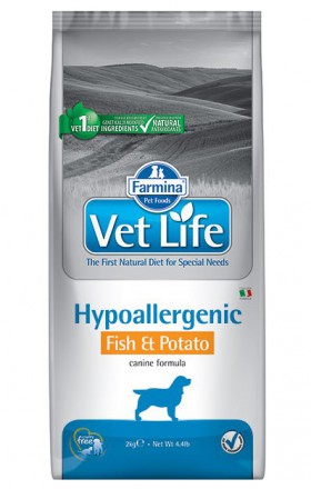 Vet Life Dog Hypoallergenic Fish and Potato, диета для собак при пищевой аллергии, Рыба и Картофель / Farmina (Италия)