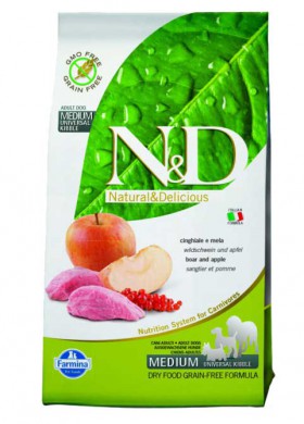 N&D Boar & Apple Adult,корм для собак с мясом Кабана / Farmina (Италия)