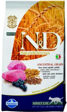 N&D Low Grain Cat Lamb and Blueberry, корм для кошек с Ягненком и Черникой / Farmina (Италия)