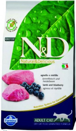 N&D Cat Lamb and Blueberry Adult, корм для кошек с Ягненком и Черникой / Farmina (Италия)