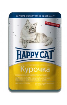 Корм для кошек, Курочка, кусочки в яичном соусе / Happy Cat (Германия)