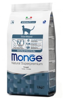 Cat Monoprotein Sterilised Trout, корм для стерилизованных кошек, с Форелью / Monge (Италия)
