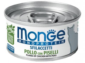 Solo Pollo Монопротеиновые консервы для кошек, хлопья из Курицы с Горошком / Monge (Италия)