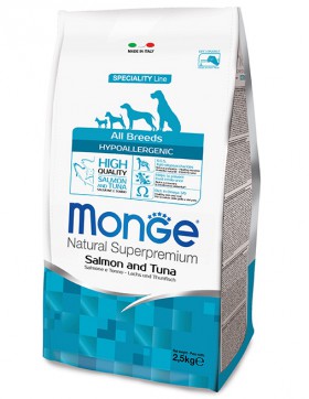 Monge Dog Speciality Hypoallergenic Salmon and Tuna, гипоаллергенный корм для собак, Лосось с Тунцом / Monge (Италия)