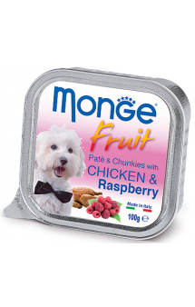 Dog Fruit Paté and Chunkies with Chicken and Raspberry, паштет для собак из Курицы с Малиной / Monge (Италия)