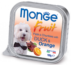 Dog Fruit Paté and Chunkies with Duck and Orange, паштет для собак из Утки с Апельсином / Monge (Италия)